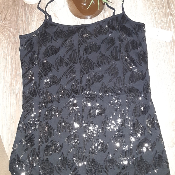 Ann Taylor Factory Tops - NWT Black sequin embellished tank